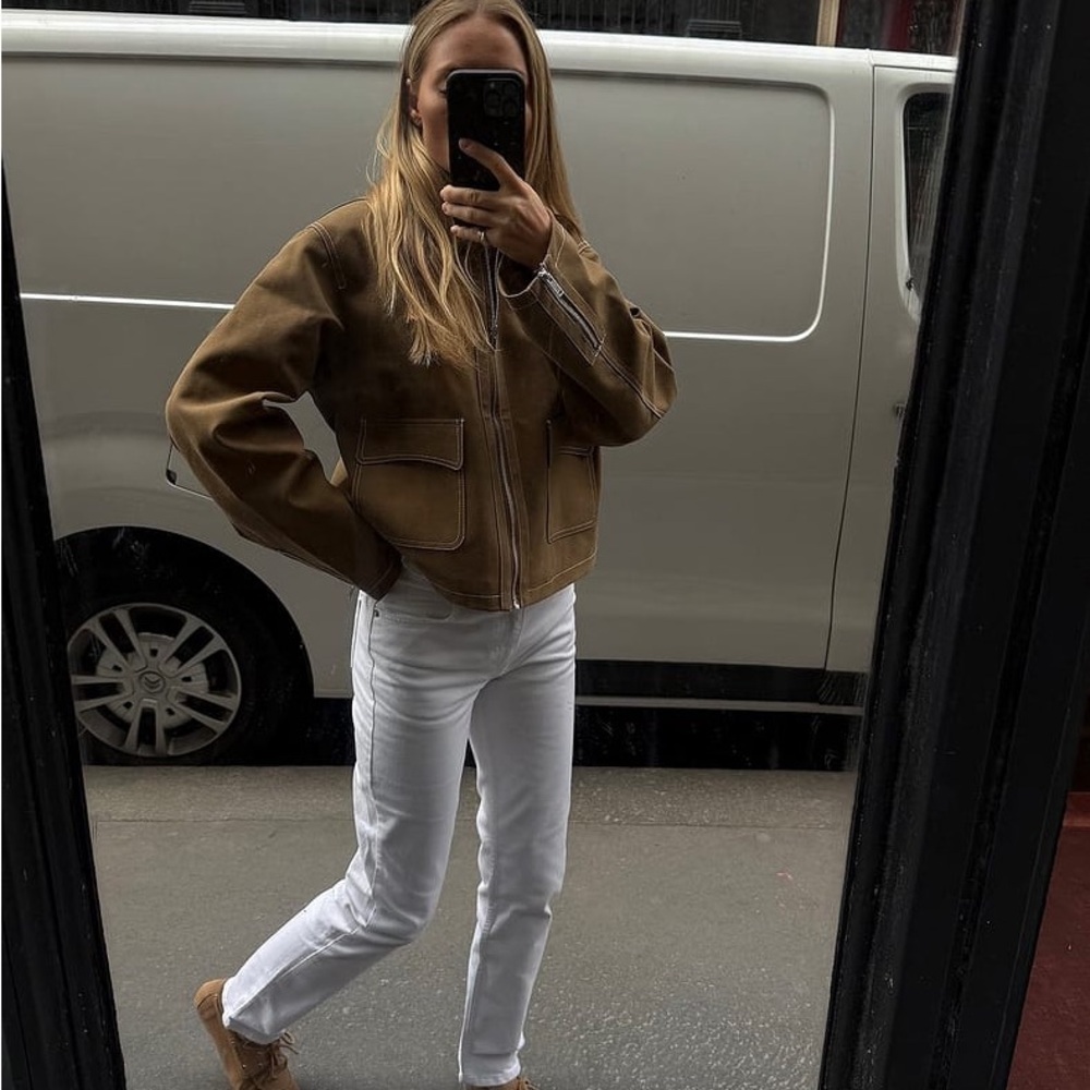 NA-KD Contrast Seam Faux Suede Jacket